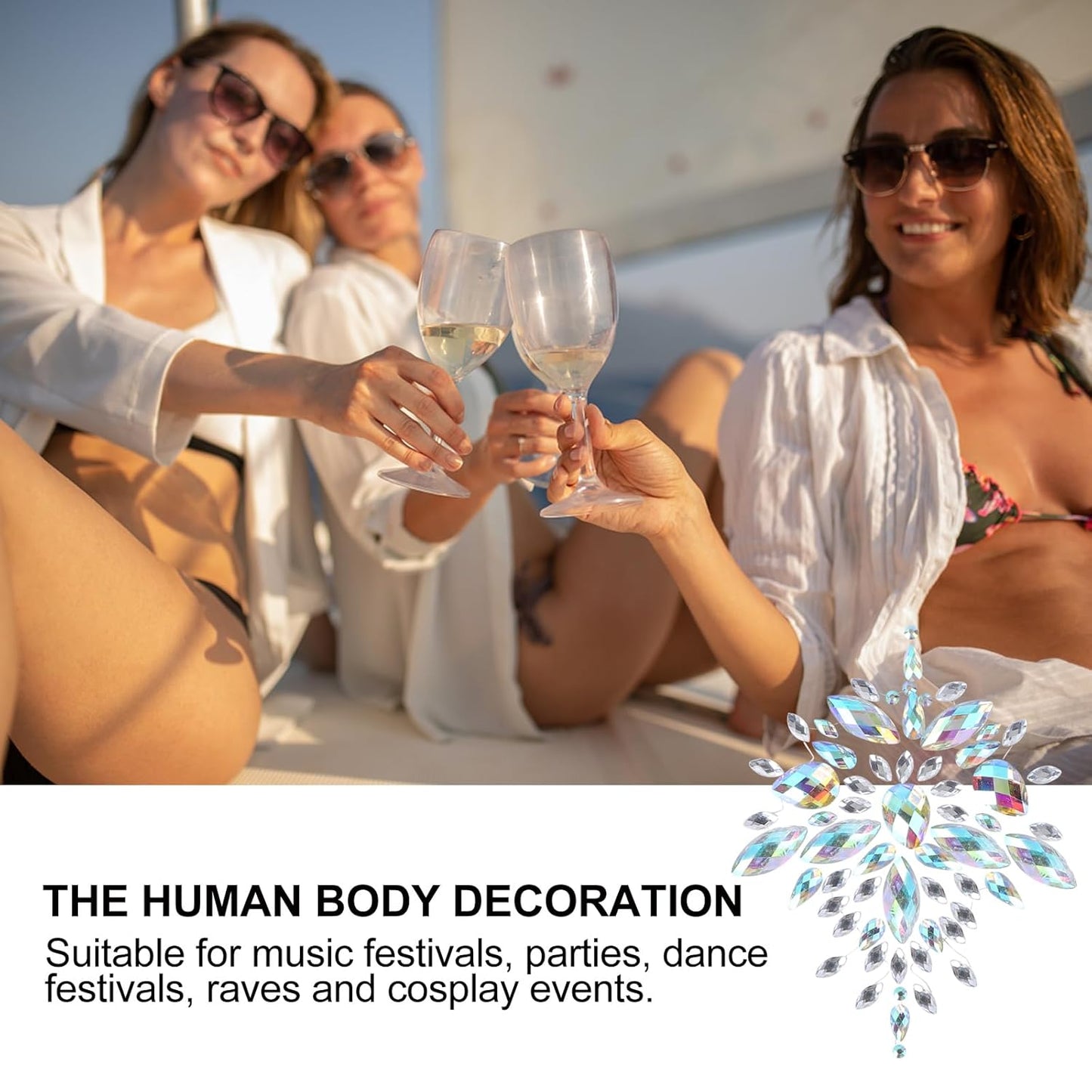 Rhinestone Face Gems - Body Jewelry Stickers for Women | Bra Breast Pasties for Carnival Parties