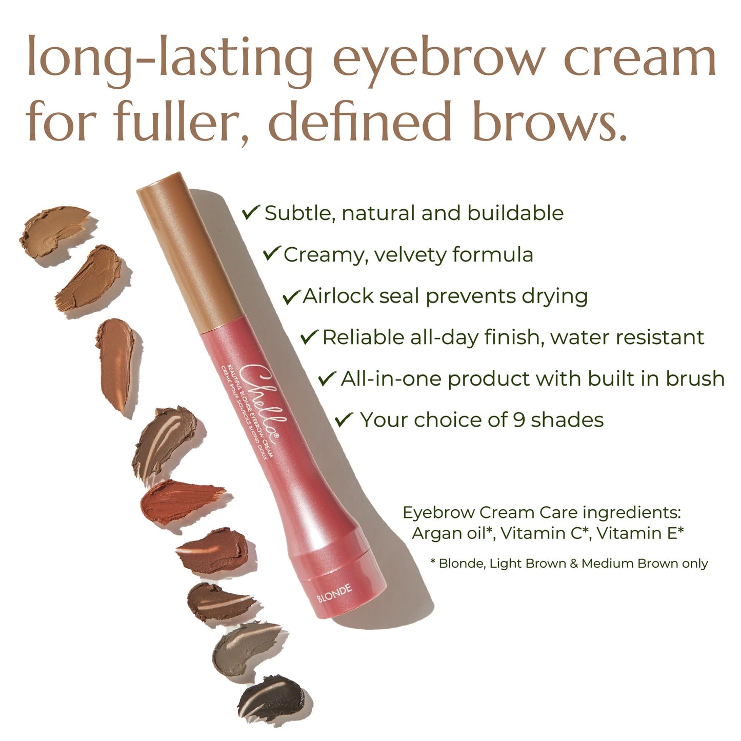 Chella Eyebrow Cream, Tantalizing Taupe - Vegan, Cruelty Free, Paraben Free, Gluten Free Eyebrow Pomade Makeup - Long Wearing, Velvet Consistency, Water Proof