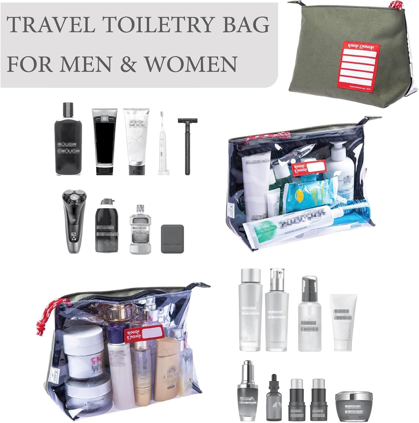 Clear TSA Approved Toiletry Bag - Durable Canvas Travel Dopp Kit for Men | Army Green
