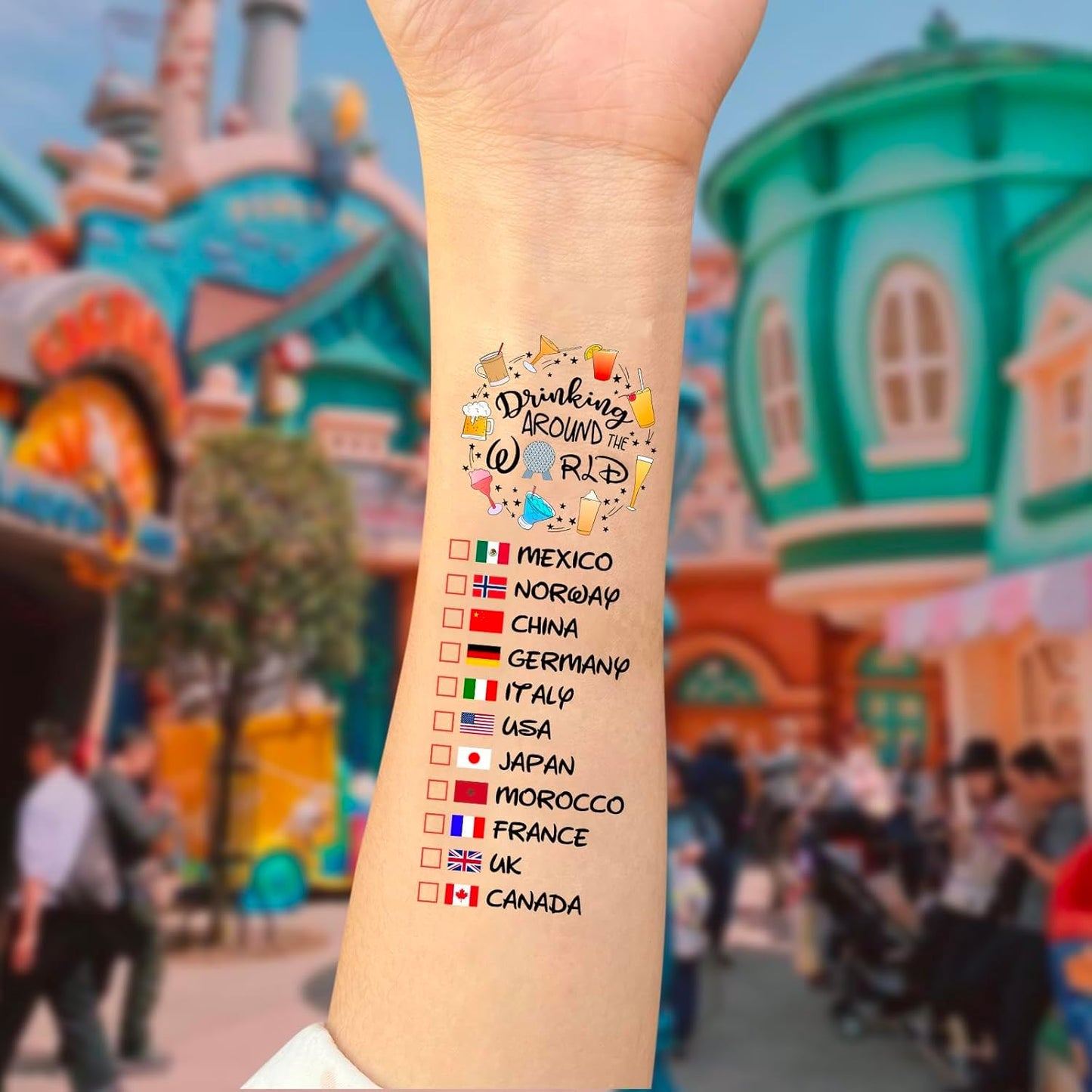 Drinking Around The World - Pack Of 10 Temporary Tattoo