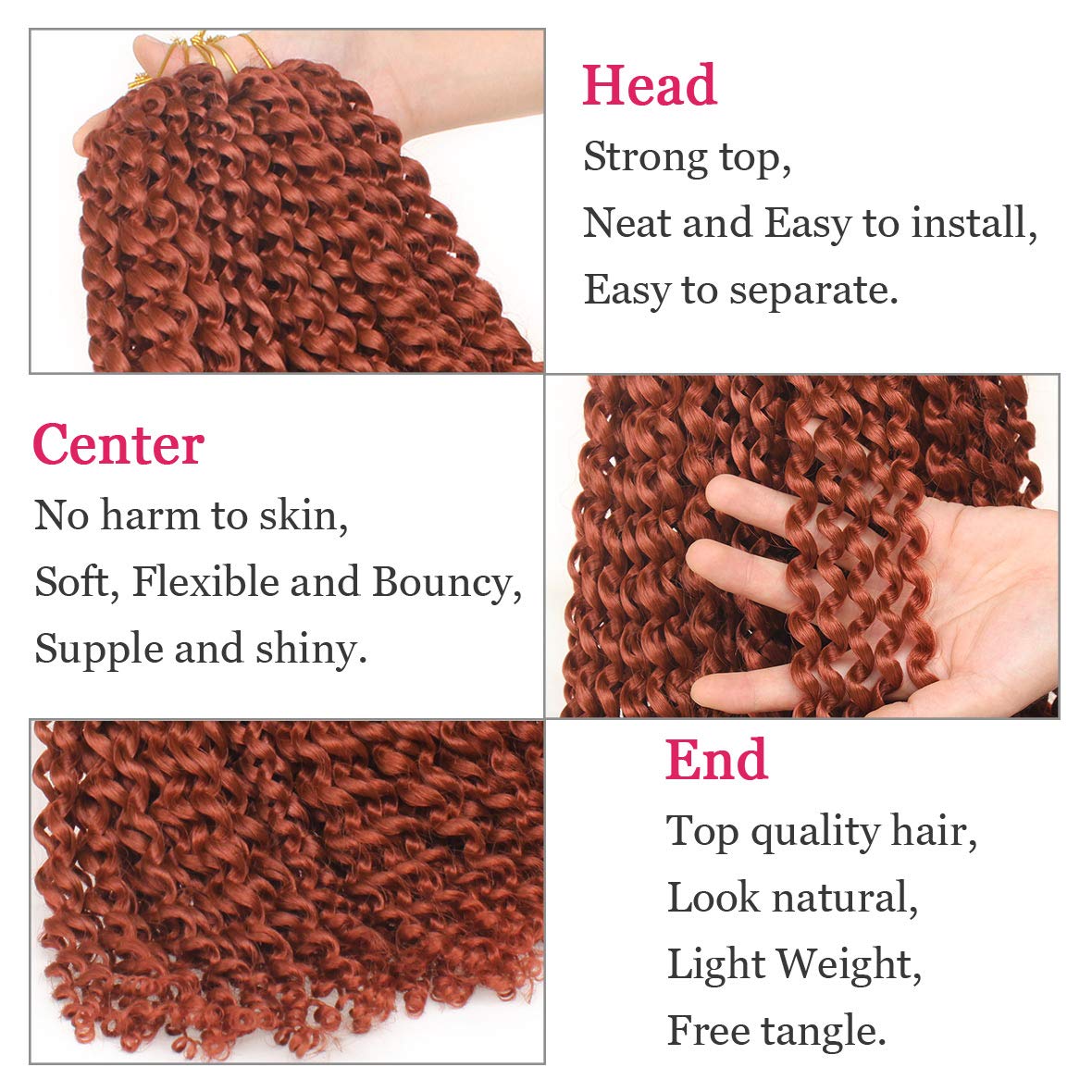 Leeven 7 Packs 24 Inch Copper Red Passion Twist Hair for Butterfly Locs Long Bohemian 350# Water Wave Passion Twists Crochet Braiding Hair 18 Strands/Pack Hot Water Setting Synthetic Braids Hair