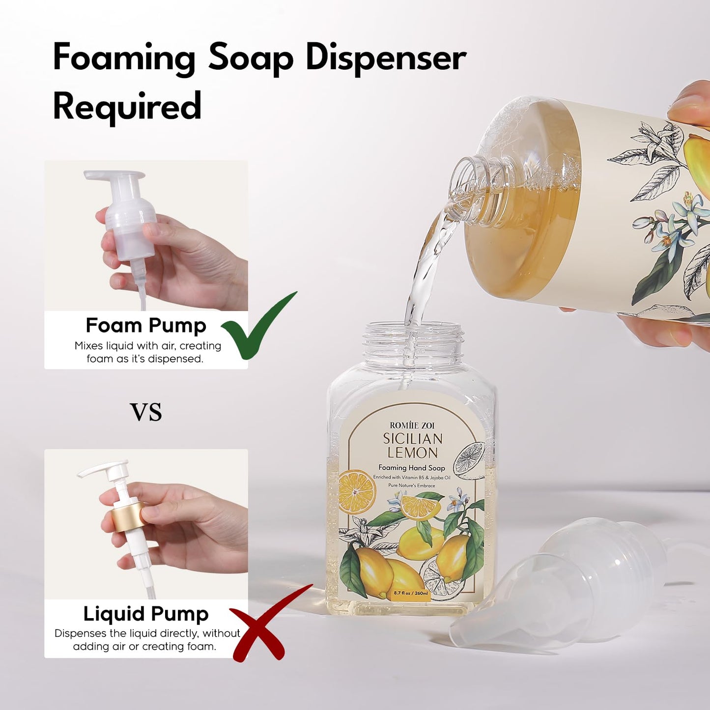ROMIIE ZOI Hand Soap Refills Foaming, Lemon, 33.8 Fl Oz, 3-Pack