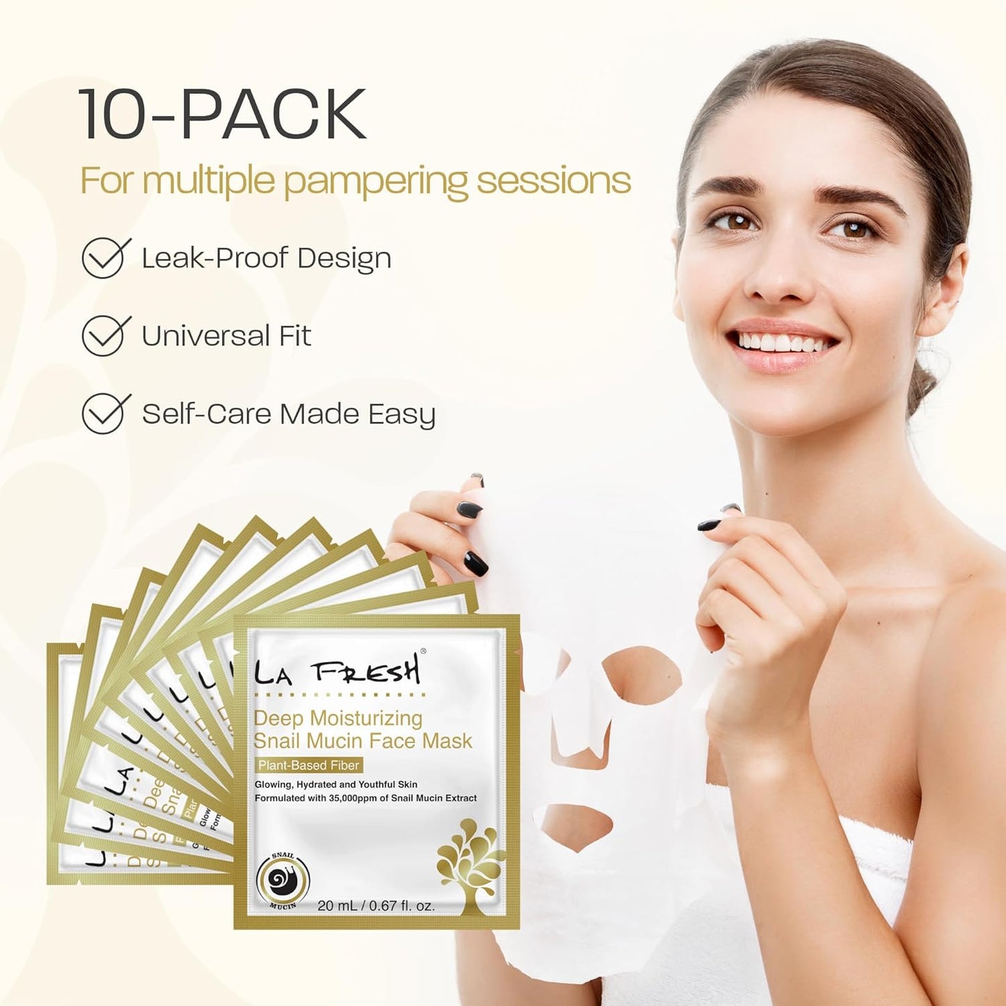 Deep Moisturizing Snail Mucin Sheet Mask - Glow & Hydration | 10 Count