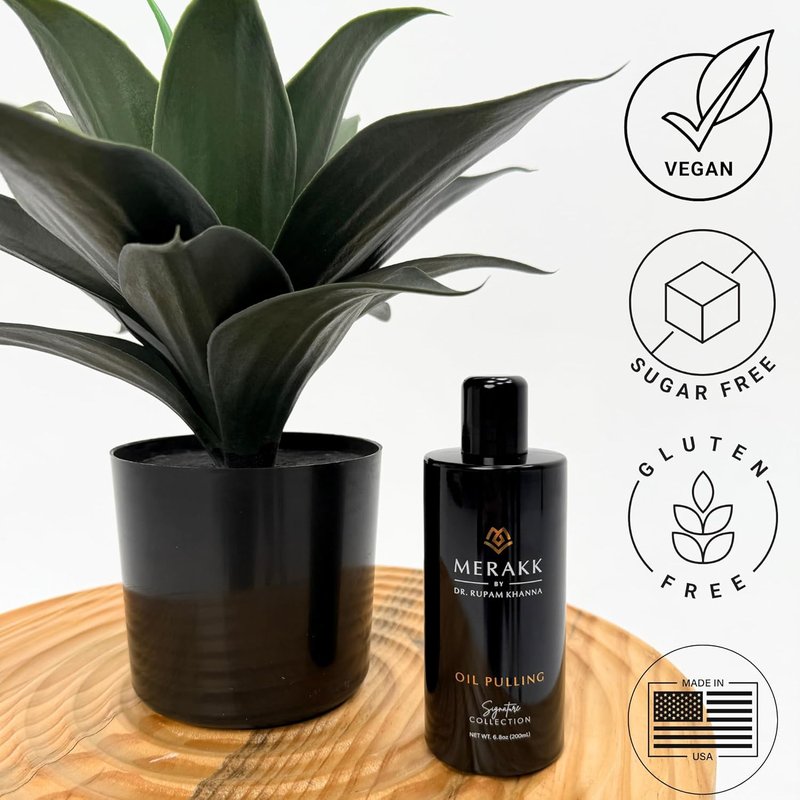 Coconut Oil Pulling Mouthwash - Natural Teeth Whitening & Gum Care | Ayurvedic Clove & Grape Seed Oil - 6.8oz