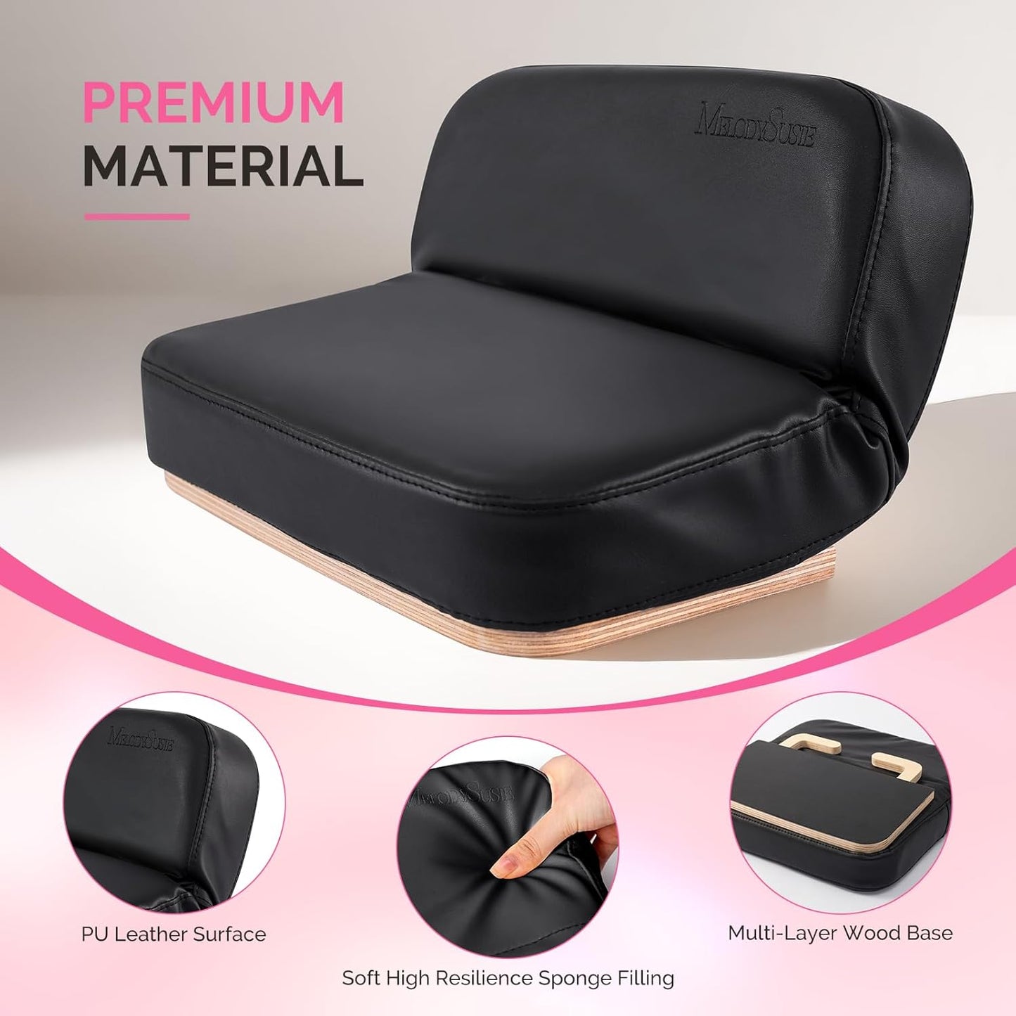 Foldable Nail Arm Rest - 5-Level Adjustable Manicure Hand Cushion | Large PU Leather Pillow for Acrylic Gel Nail Art - Black