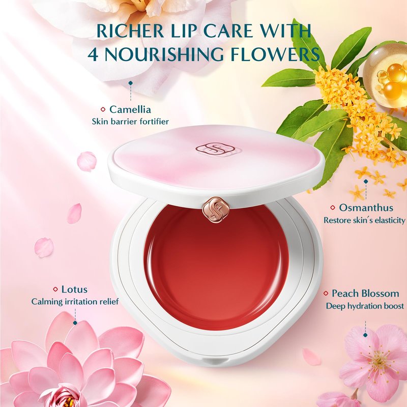 FLORASIS Dewy Touch Tinted Lip Balm Lip Mask Lip Balms for Dry Lips (04 Frosted Camellia, 1 Count)