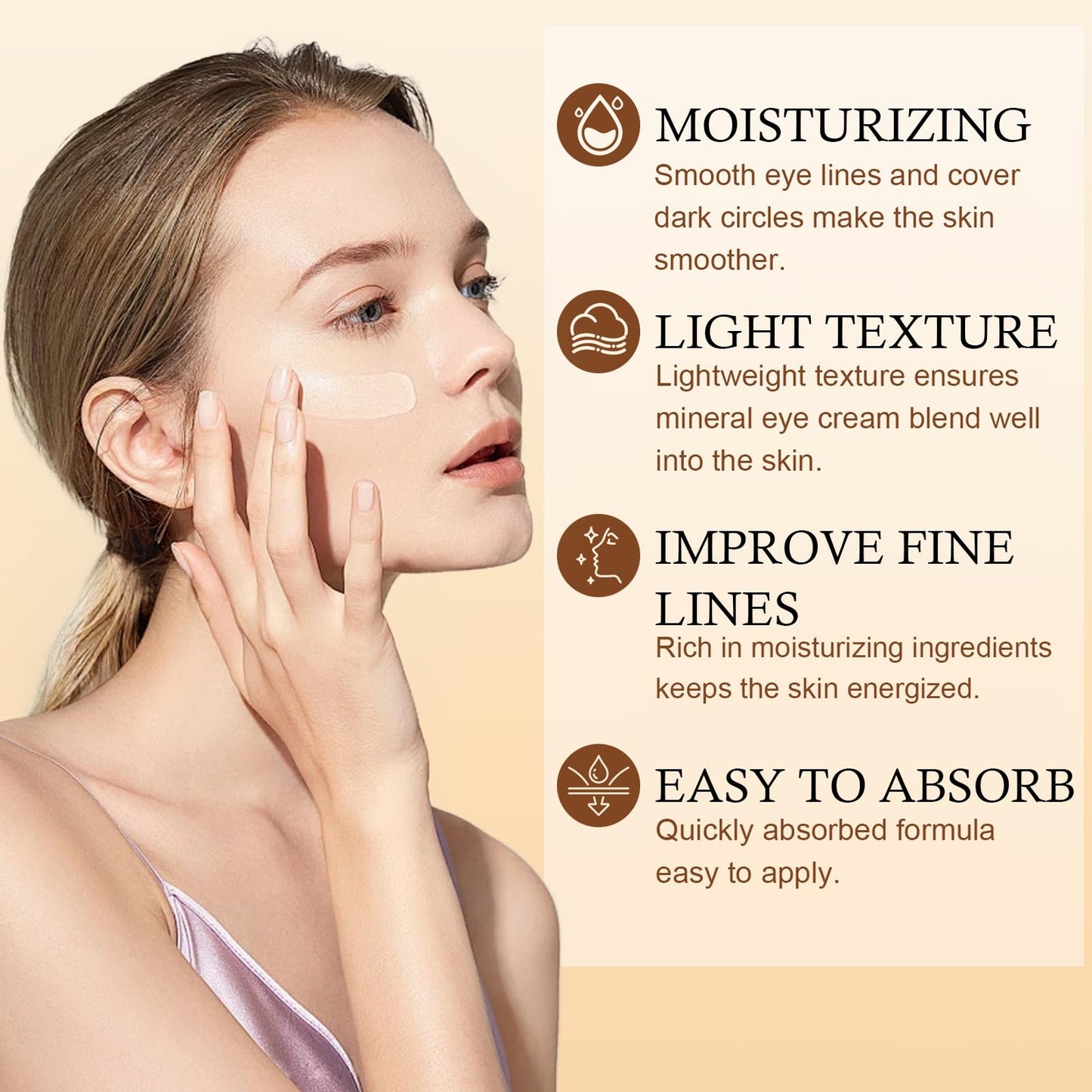 FREEORR Mineral Sunscreen Eye Cream, SPF 35 3-in-1 Tinted Eye Cream Under Eye Corrector or Smooth Eyelines Cover Dark Circle, Fine Lines Puffiness and Bags, Anti-Aging Sunscreen Concealer-04 Pink