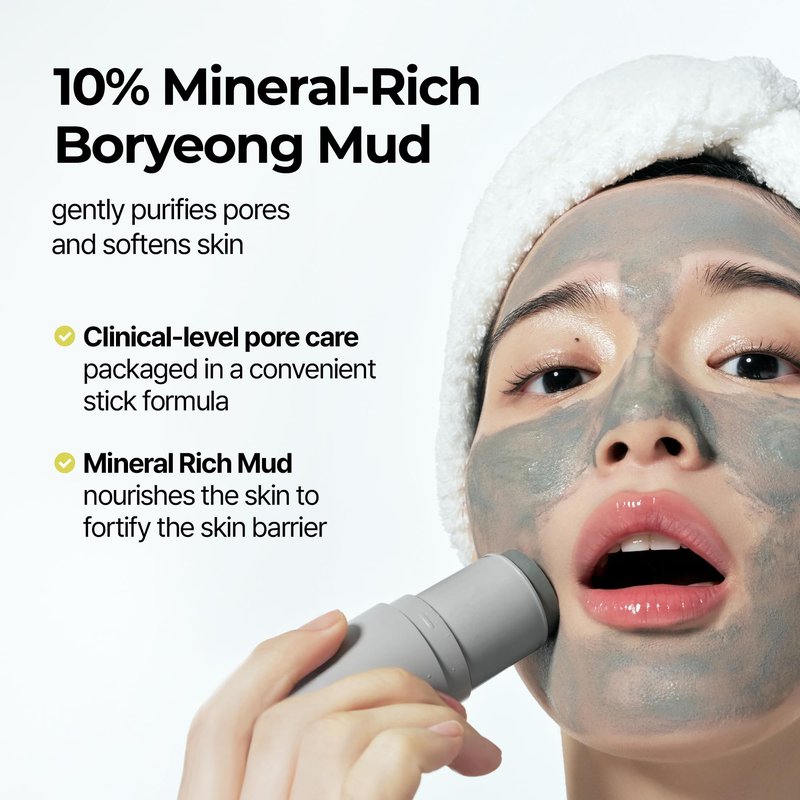BRMUD Relief Mud Stick Mask | ATEEZ Pick- 3-Minute Pore Mask Skincare w/Boryeong Mud, Tea Tree Oil & PHA – Absorbs Oil, Decongests Pore & Smooths Skin – Korean Clay Stick Mask (1.05 oz)