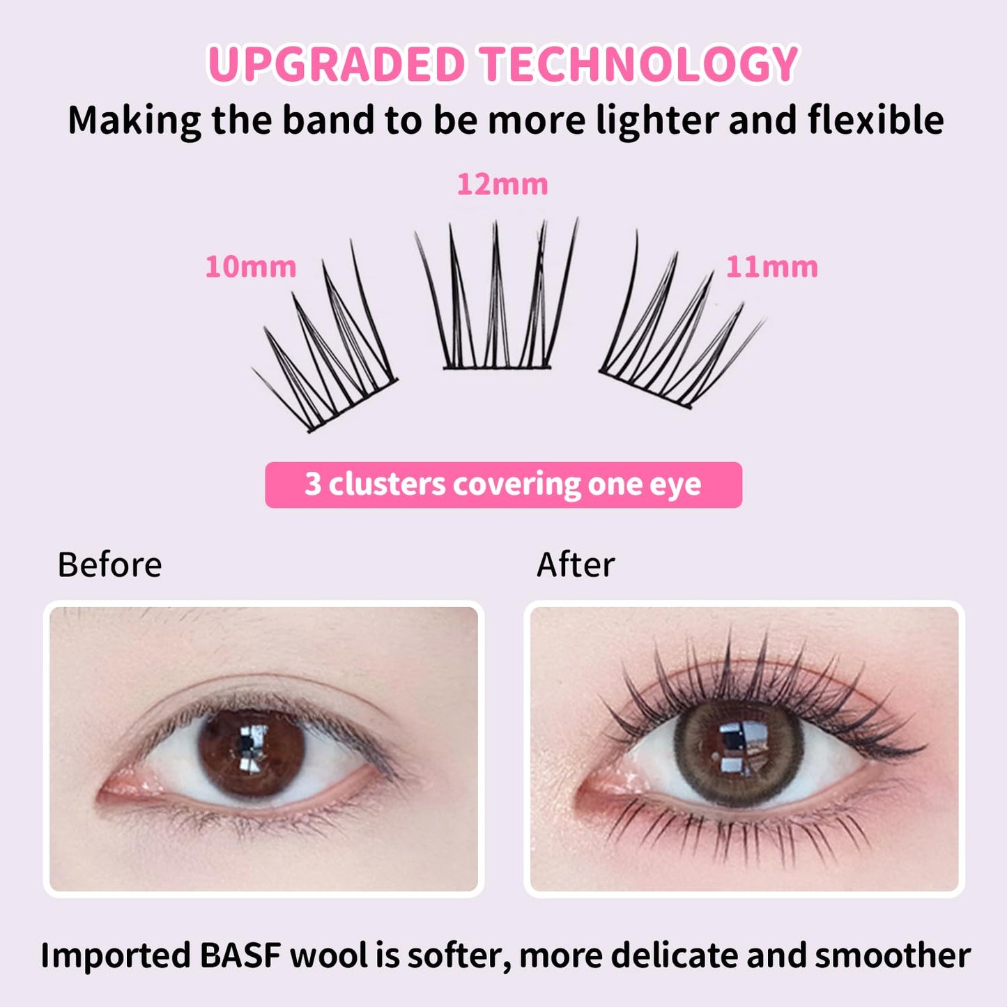 Elyzza Idol Lash Extension Kit 10-12mm Cluster Lashes With Thin Lash Band C+ Curl Natural Look False Eyelash Clusters With Bottom Lashes Faux Lash Clusters Extensions For DIY Individual Lashes at Home