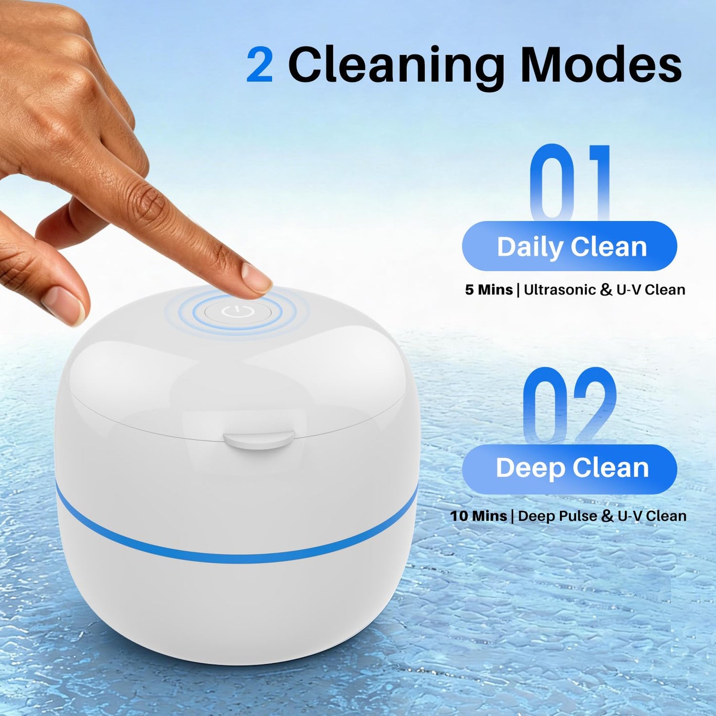 Voraiya Ultrasonic Retainer Cleaner Machine 45kHz 4 U-V Lights Dental Cleaning Pod 2 Modes 200ml, Dentist-Designed Ultrasonic Dental Retainer Cleaner for Dentures, Aligners, Night Guards, Mouth Guards