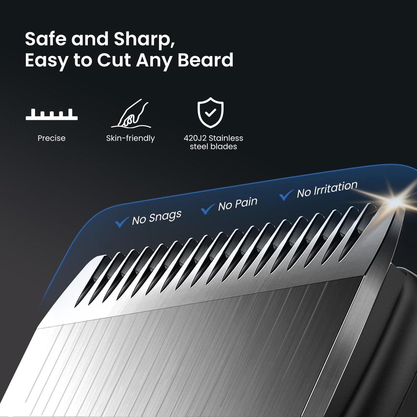 MAXGROOM 6 in 1 Beard Trimmer for Men, Waterproof Cordless Electric Razor Shaver, Men's Grooming Kit for Mustache, Hair, Face, Nose and Body, USB Recharge Dock - Black