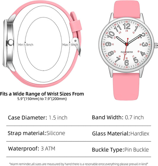 Waterproof Nurse Watch for Medical Professionals,Doctors Nursing Women Men,12/24 Hour Military Time,Analog Watch with Second Hand Nursing Luminouse Easy Read Dial Nurse Watches for Women