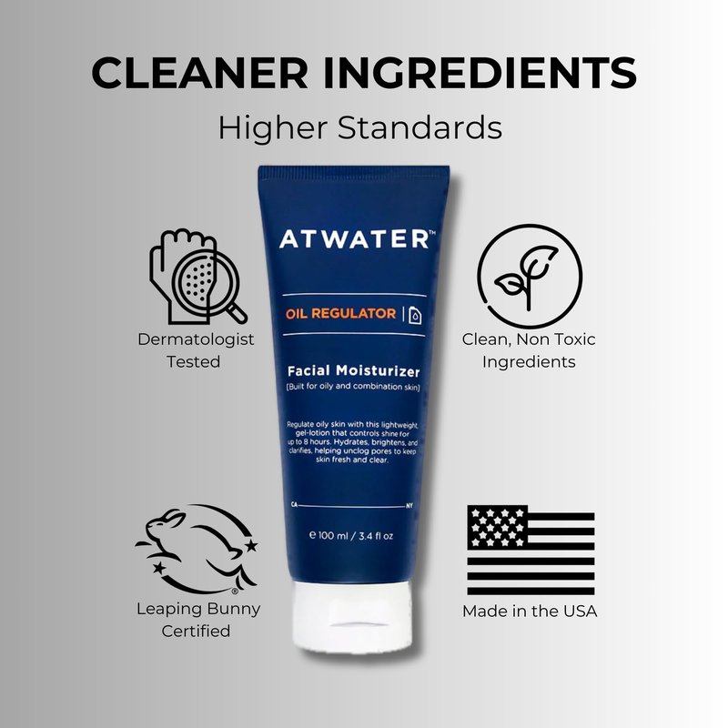 ATWATER Oil Regulator Men's Face Moisturizer, Oil Control Complex with Salicylic Acid and Niacinamide, Lightweight Unscented Formula for Oily Skin - 3.4 oz