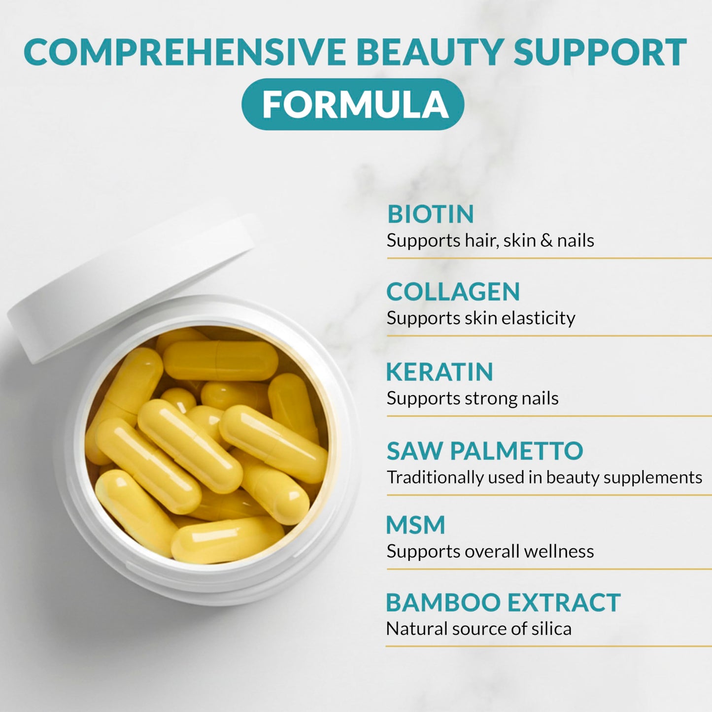Biotin 10,000 Mcg Hair Growth Vitamins for Women | Collagen, Keratin, Msm & Bamboo Silica | Advanced Hair Skin & Nails Supplement | Supports Thicker Fuller Looking Hair | 120 Capsules