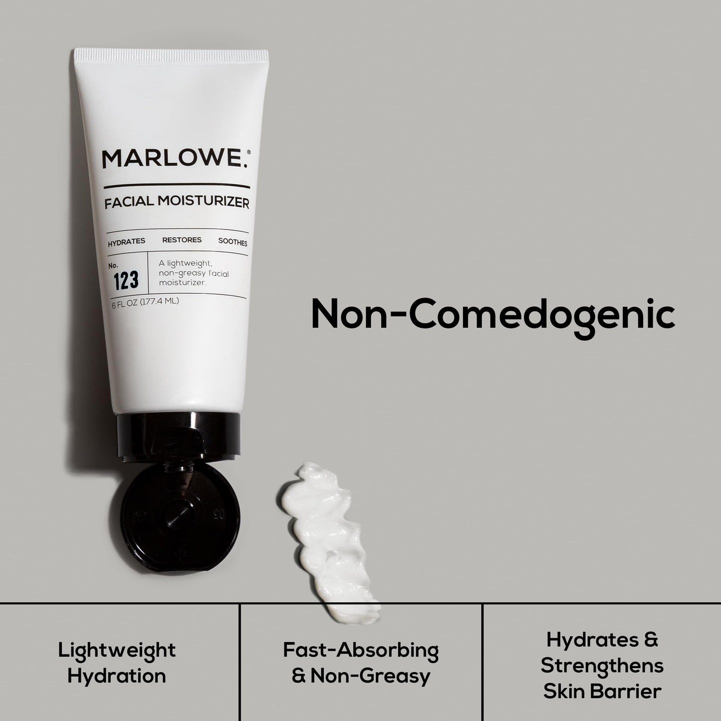 MARLOWE. Facial Moisturizer for Men, 6 oz, Lightweight, Non-Greasy Daily Face Lotion, Hydrates, Nourishes & Soothes, Clean, Vegan Formula with Aloe Vera & Green Tea Extract, Fresh Aloe Citron Scent