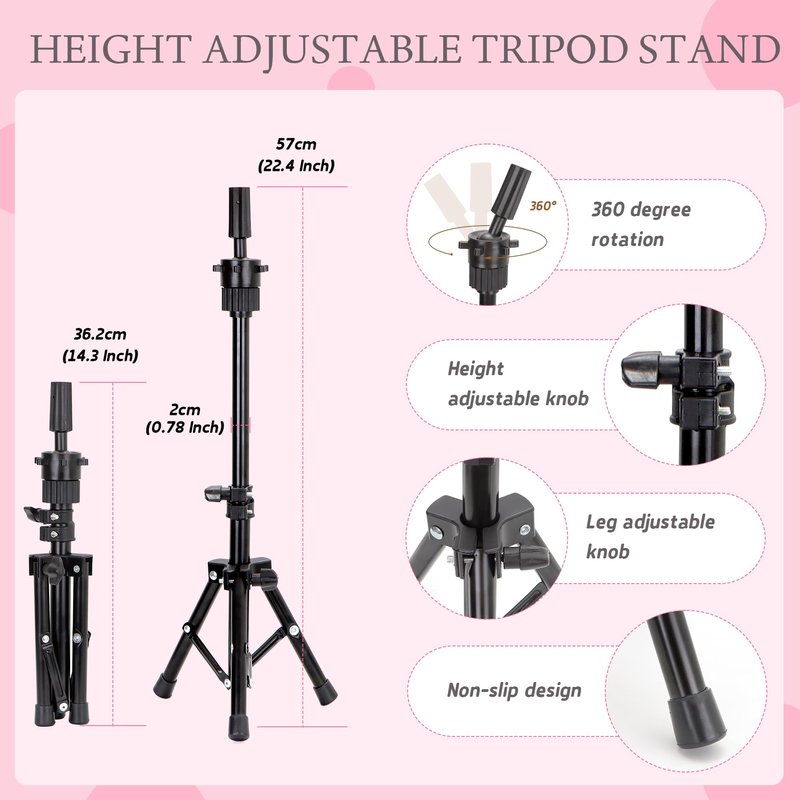 Mannequin Head Human Hair with Tripod Stand 22"-24" Female 100% Human Hair Mannequin Head Hair Styling Cosmetology Manikin Head Doll Head for Hairdresser with Clamp Holder and Tools (#4 Set)