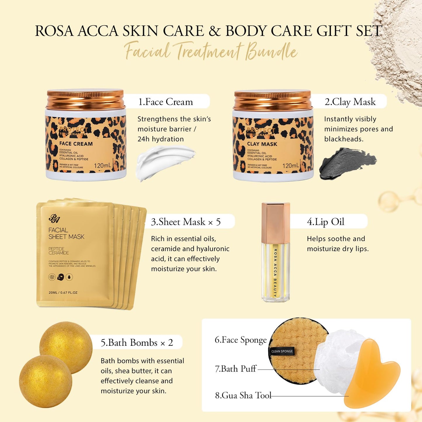 Gifts for Women, 32 Pcs Leopard Facial Skin Care Gift Set for Women, Home Spa & Self-Care Gift Kit, Bath and Body Gifts Basket Set, Face Sheet Mask, Wife, Birthday, Christmas, Valentines, Anniversary