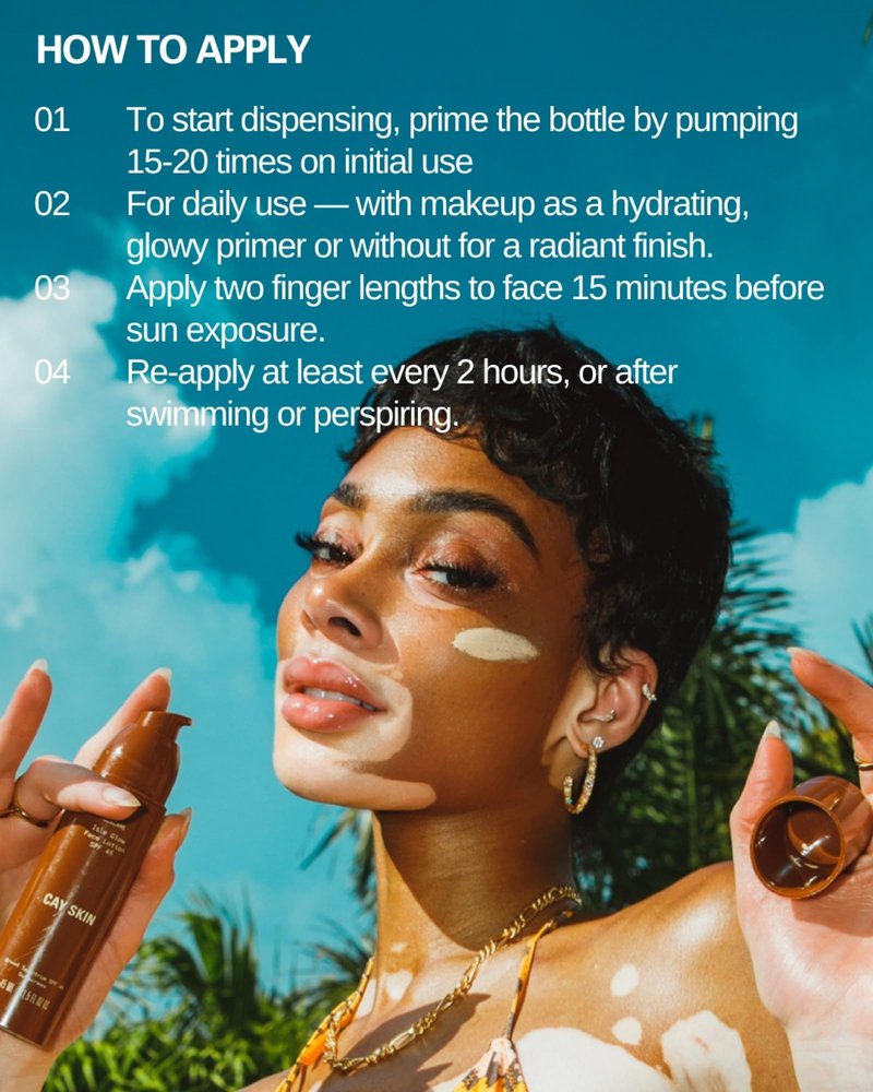 Cay Skin Isle Glow Face Moisturizer SPF 45 – Illuminating Moisturizer, Broad Spectrum Sunscreen + Makeup Primer – Lightweight, Pearlescent Formula with Radiant Finish for All Skin Types – 1.5 oz.