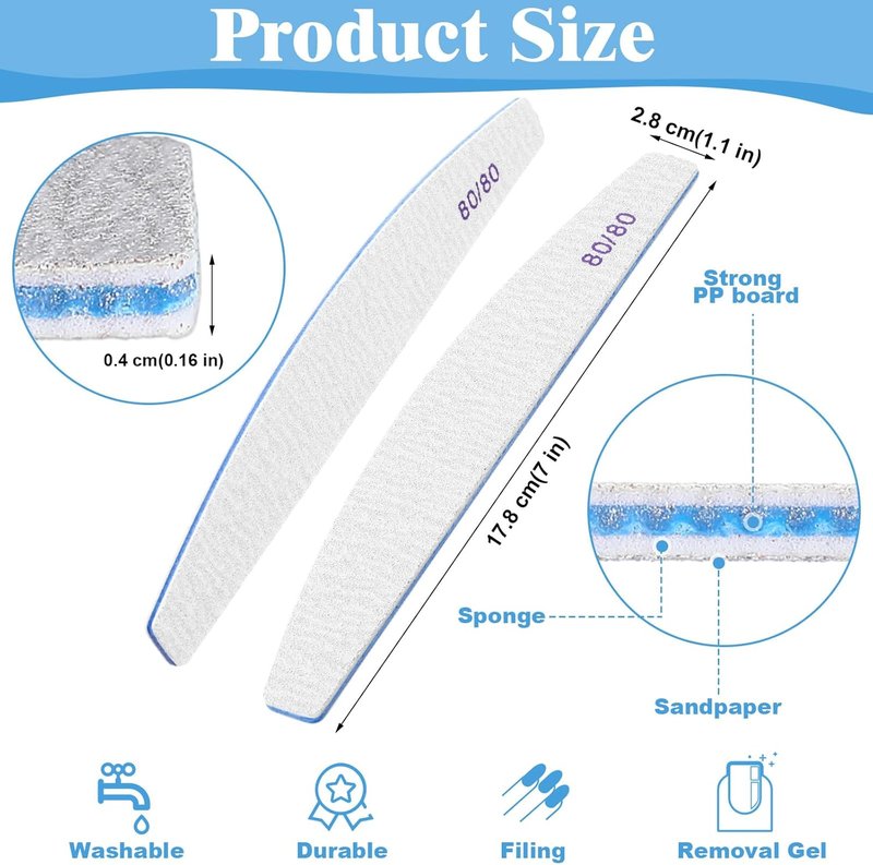 200 Pcs Nail Files - Double-Sided Emery Boards for Acrylic & Gel Nails | Professional Manicure Tools