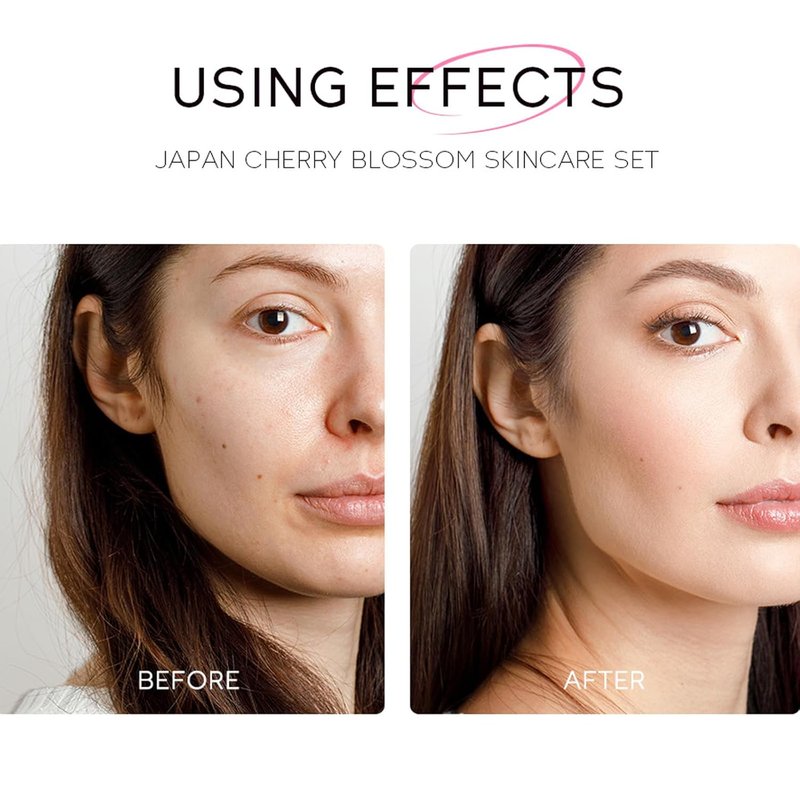 Sakura Face Care Set - 17-Piece Moisturizing Skin Care Collection | Cleanser, Serum, Toner & More