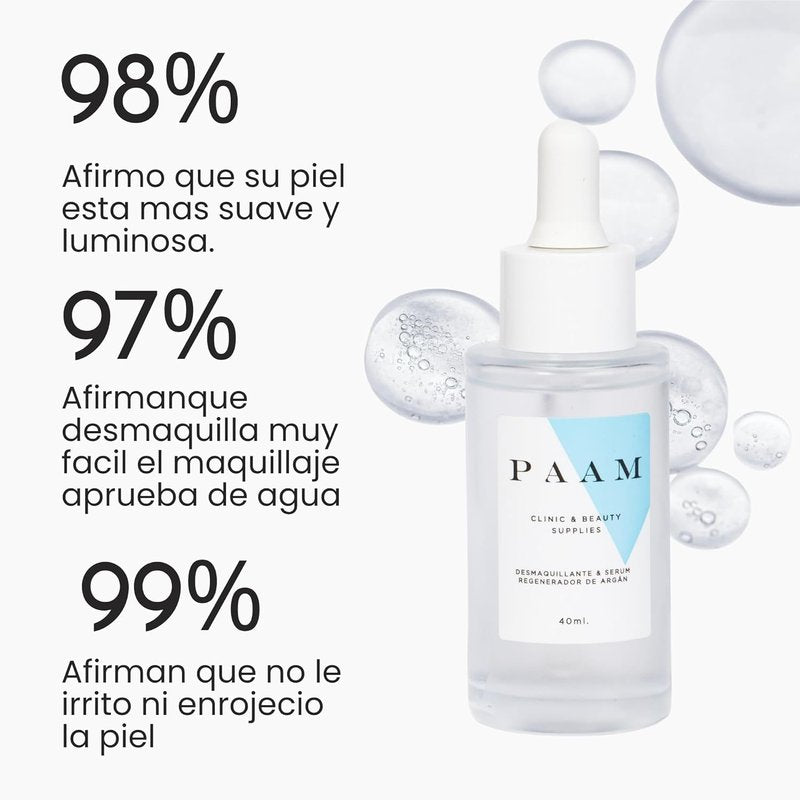 **Make-up Remover & Argan Regenerating Serum - 5-in-1 Formula for All Skin Types | 40ml**