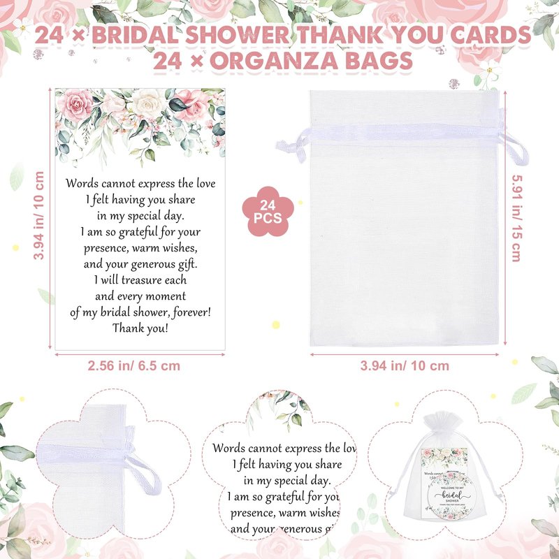 XunYee 24 Sets Bridal Shower Favors for Guests Flower Design Makeup Mirrors Leather Compact Mirrors Bridal Thank You Cards with Organza Bags Bridesmaid Gifts Wedding Party Favors Supplies (Pink)