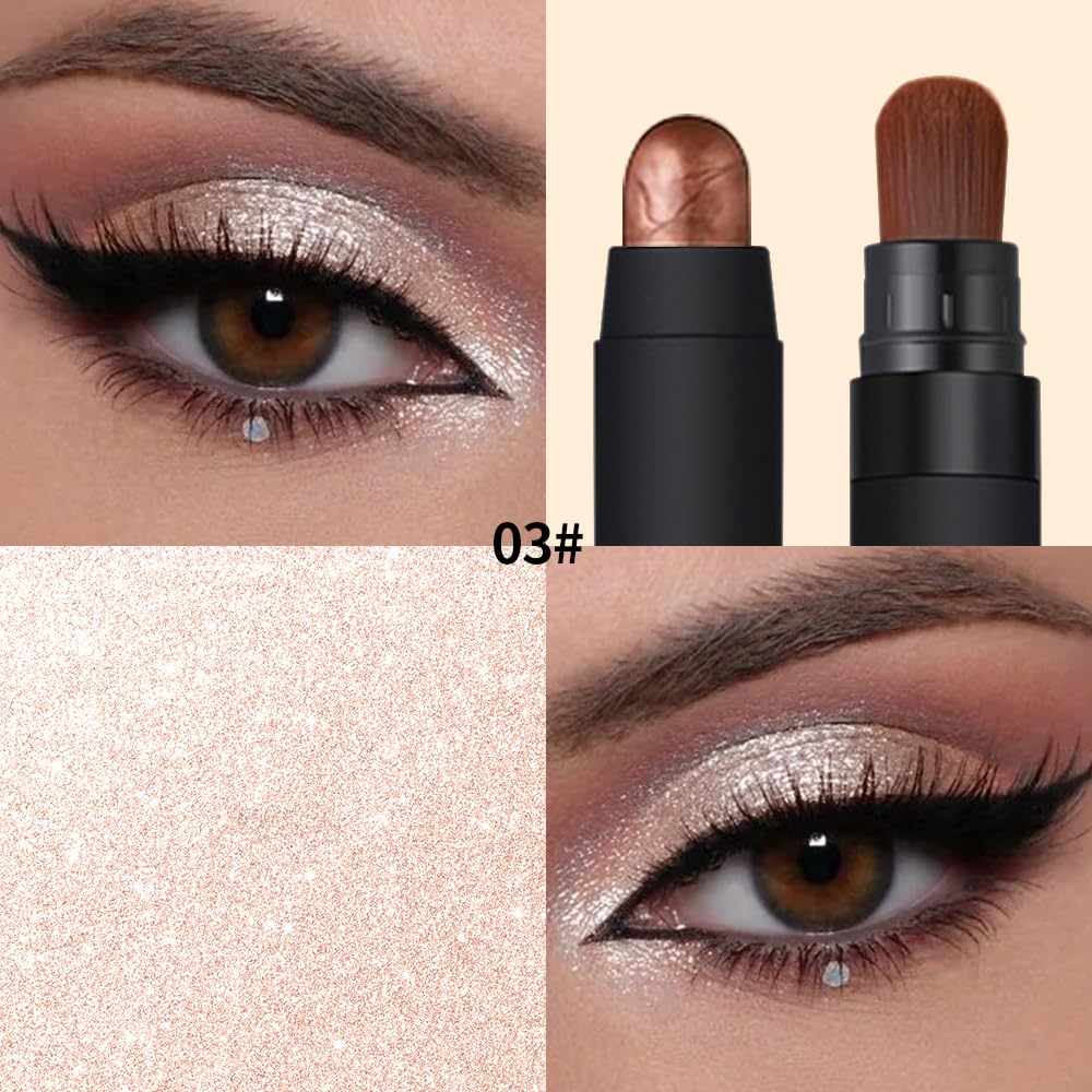 FERLYHR Dual-Ended Eyeshadow Stick, Waterproof Creamy Powder Shadow for Highlight and Contour, Long-Lasting Smudge-Proof, Vegan, Easy Blendable, 0.17 Oz (3#, 1 Count (Pack of 1))