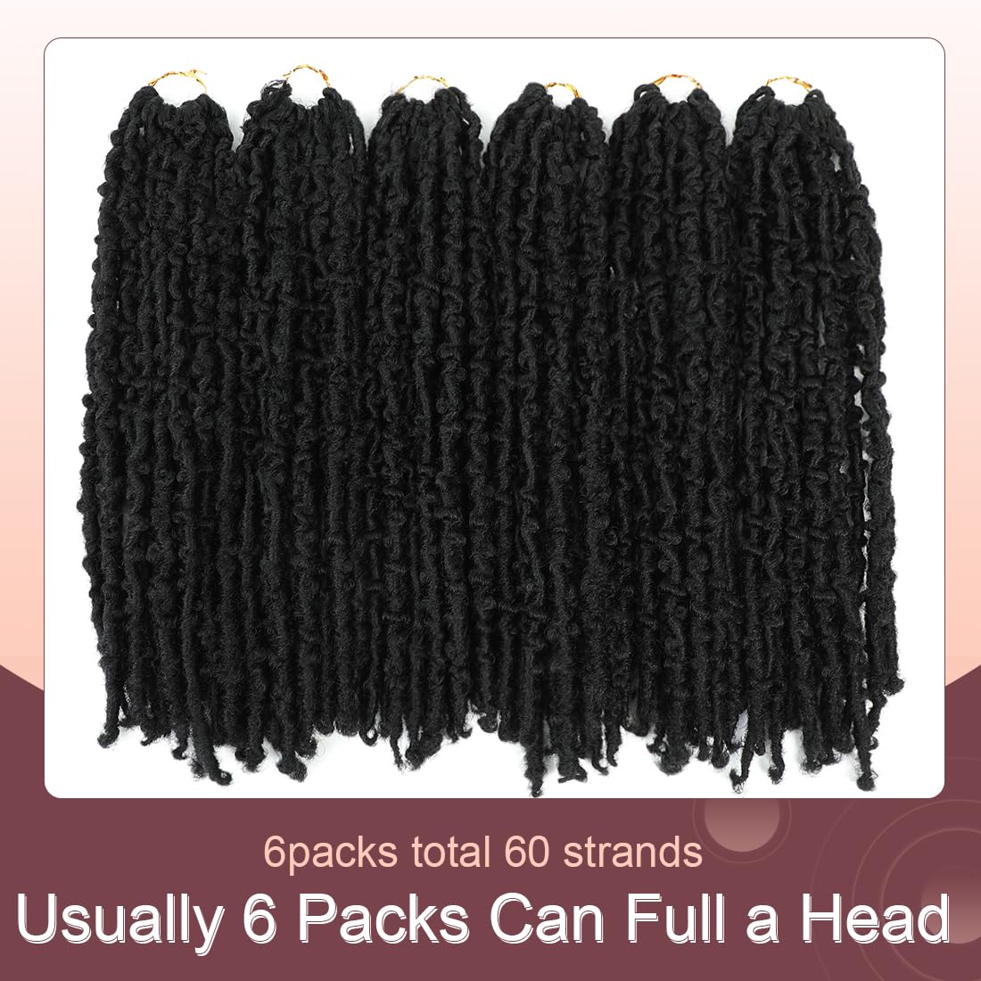 GetGal 6 Packs Butterfly Locs Crochet Hair 36 inch Pre Looped Distressed Faux Locs Crochet Hair for Black Women Butterfly Soft Locs Natural Hair Extension(36inch,1B)