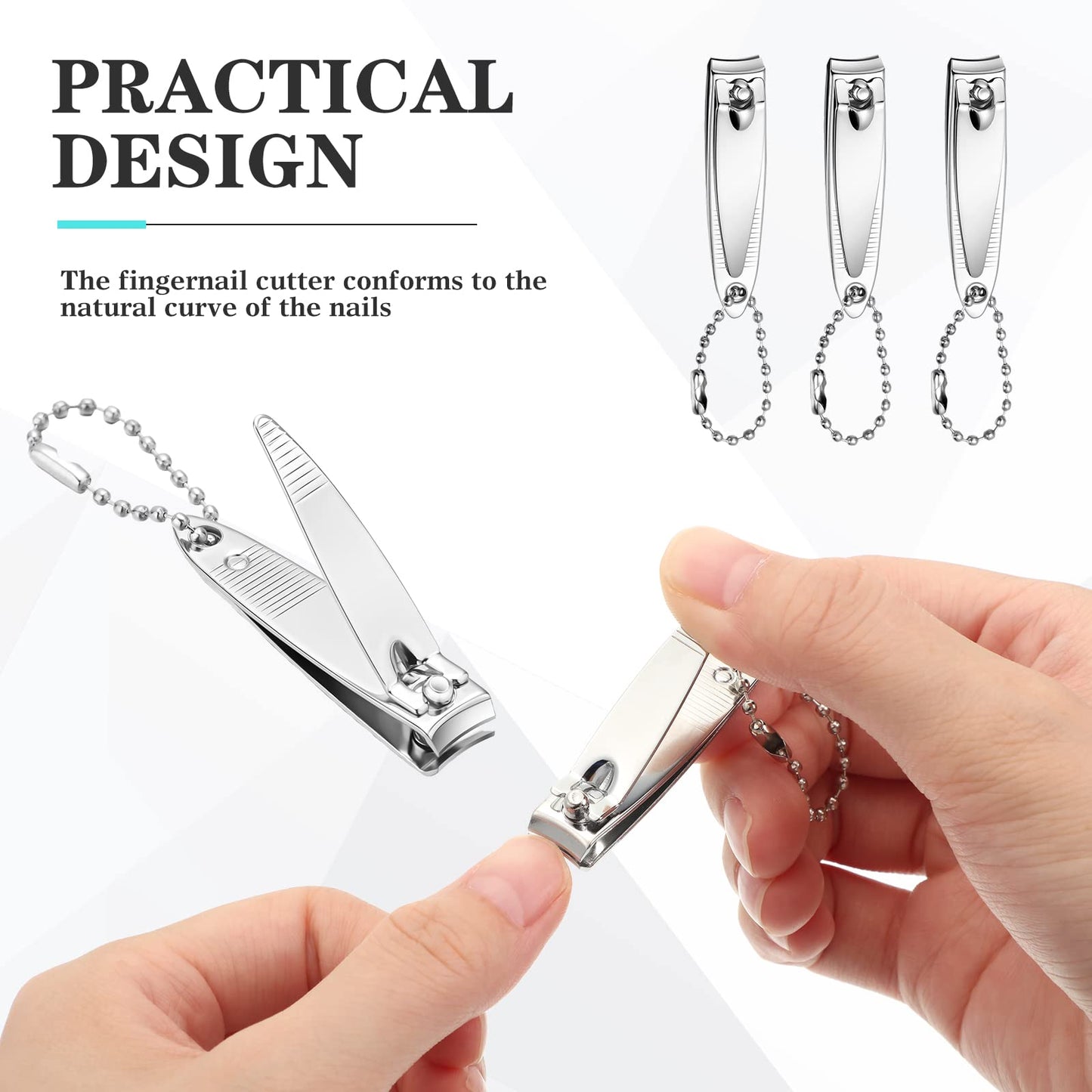 200 Pieces Nail Clippers Bulk Stainless Steel Fingernails Cutters Pointed Toenail Trimmers Manicure Pedicure Tool Set with Key Chains for Kids Men and Women