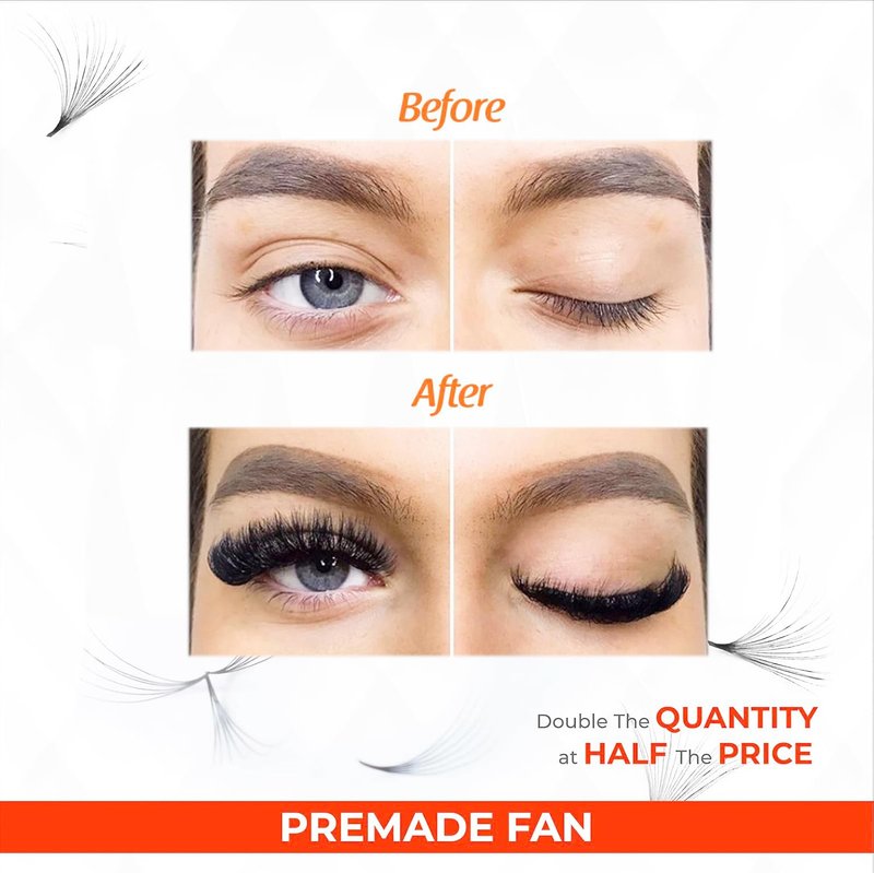 Premade Fan Eyelashes - 1000 Fans 3D/4D/5D/6D/7D/8D/10D/12D/14D | C/CC/D Curl, 8-20mm Length, 0.03/0.05/0.07 Thickness