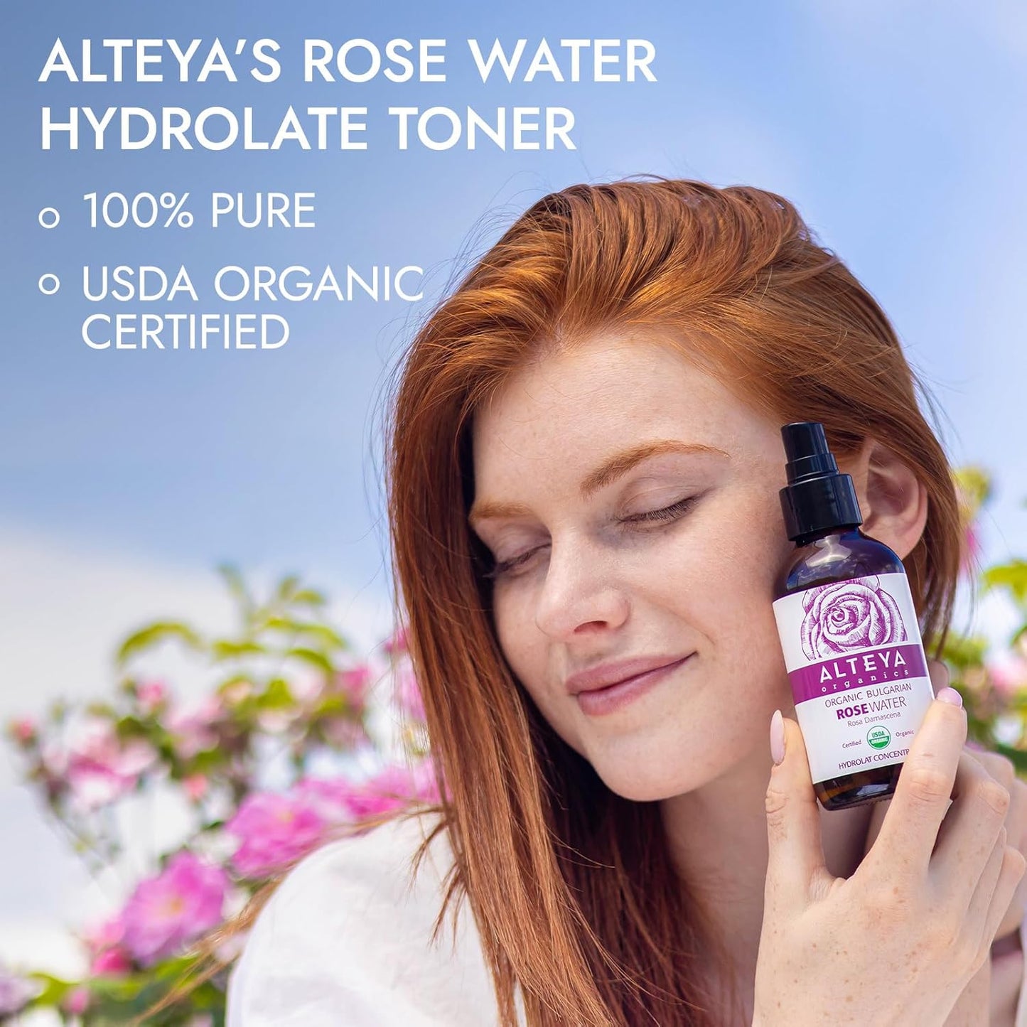 Alteya Organics Rose Water - USDA Certified Organic Facial Toner | 8 Fl Oz Pure Bulgarian Rosa Damascena