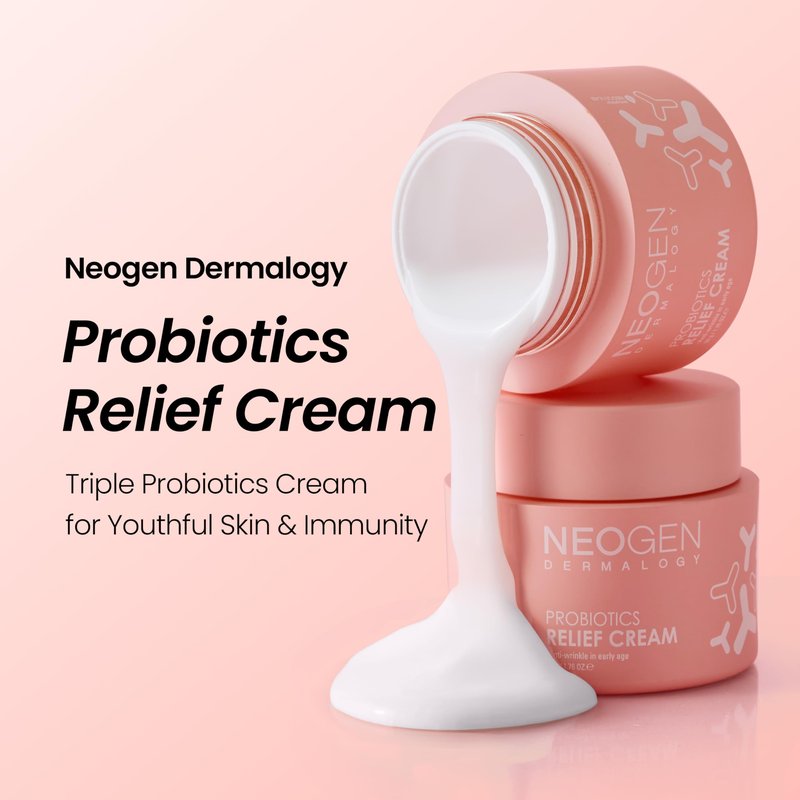 NEOGEN Probiotics Relief Cream 1.76 oz (50g) - Hydrating & Firming Facial Moisturizer with Probiotics Lactobacillus & Bifida & Collagen - Korean Skin Care
