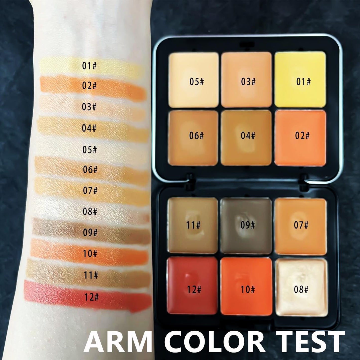 JasCherry 12 Colors Blush Palette, Colour Correcting Concealer Foundation Palette, 10 Makeup Brush Set, Highlighter Bronzer Contour Concealer Cream Matte Long Lasting Brightening Face Cosmetics