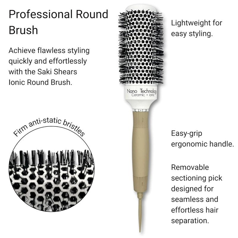 Round Hair Brush - Ceramic Ionic Thermal Barrel for Professional Blow Drying | Lightweight 1.7 Inch for Precise Styling