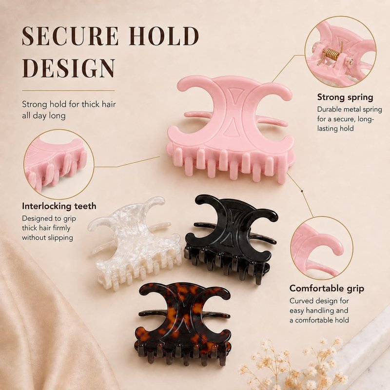 Premium durable acetate butterfly hair clips, 4 Pack. Medium Size Acetate Hair Claw Clips with Secure Hold,Perfect for Updos(2.76 x 1.66 in)
