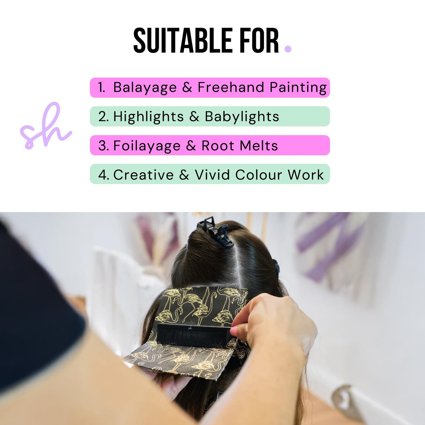 Simply Hair Hair Foil Roll – 100m Embossed Medium Weight Roll with Built-in Cutter – Custom Length Foil for Hair Dye, Highlights & Balayage - No-Slip Grip - 12.7cm - Flamingo