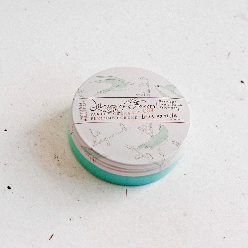 Library of Flowers True Vanilla Parfum Crema, 2.5 oz., Bergamot, Dark Vanilla & Amber Scented Women's Fragrance, Luxury Solid Perfume Balm, Long Lasting Body Lotion