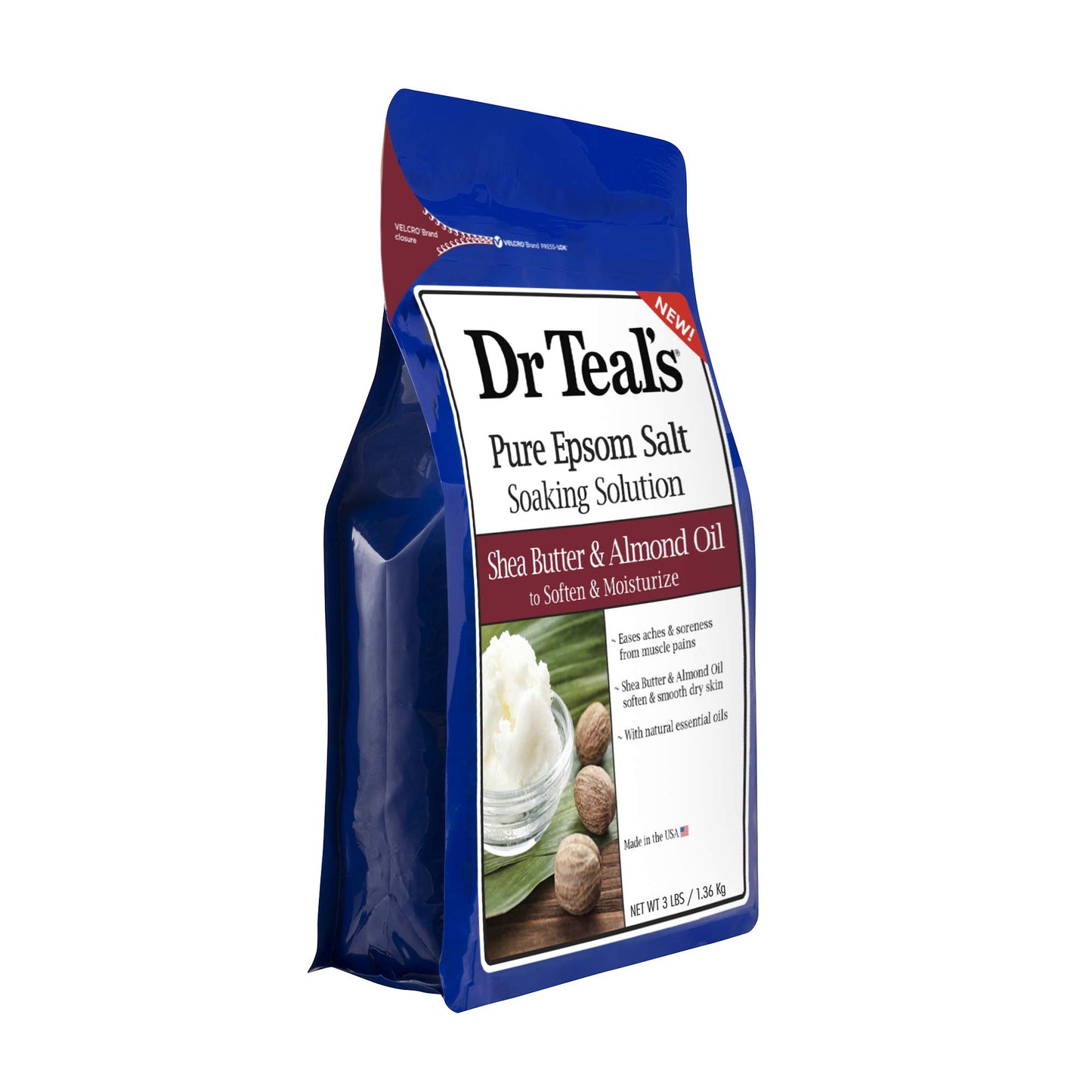 Dr. Teal's Shea Butter & Almond Oil Bath Soak Gift Set (4 Pack, 3lbs Ea.) - Soften and Moisturize Formula Blended with Pure Epsom Salt & Almond Oil - Treat Your Skin, Relieve Stress and Sore Muscles