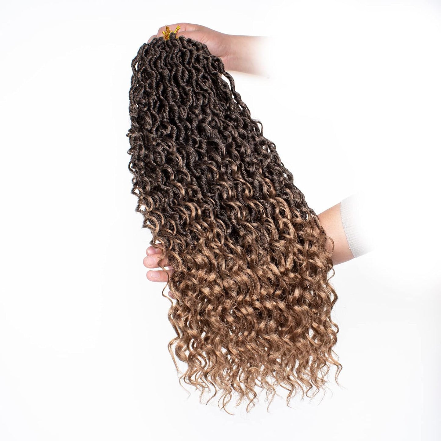 Boho Faux Locs Crochet Hair - 24 Inch Ombre Goddess Locs | 8 Packs Curly Ends Hair Extensions T27#