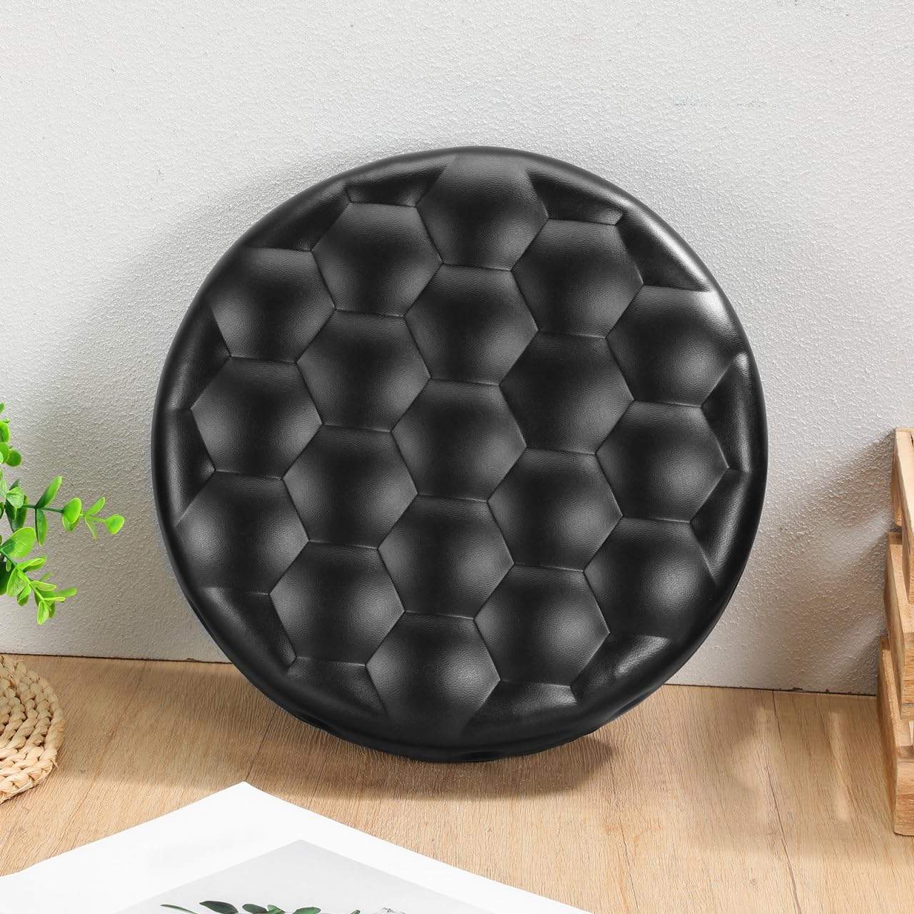 Baluue 12.79 Inch Round Soft Pu Padded Stool Seat Replacement for Bar Stool Swivel Chair Cushion Cover for Kitchen Home Salon Workshop