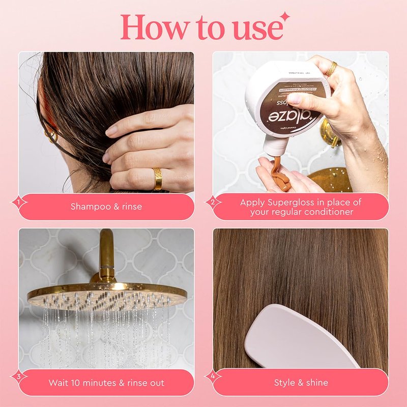 Glaze Supergloss Color Conditioning Gloss – Hydrating Semi-Permanent Color Hair Gloss & Shine Boost – Color Depositing Mask - Cruelty-Free – 6.4 Fl Oz - Brilliant Bronde - Dark Blonde to Light Brown