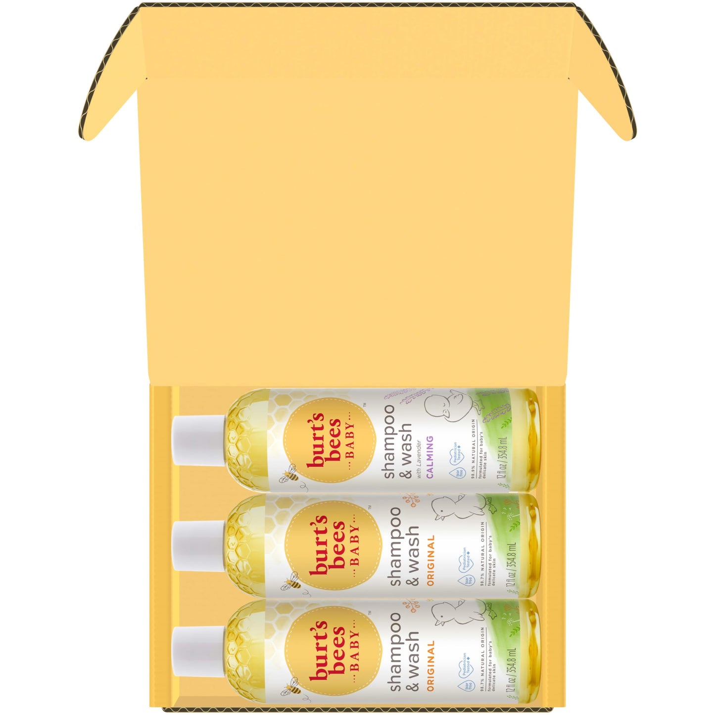 Burt's Bees Baby Shampoo and Body Wash Bundle, 2 Original and 1 Calming with Lavender Tear Free Baby Soap, 12 Fl Oz, 3 Count