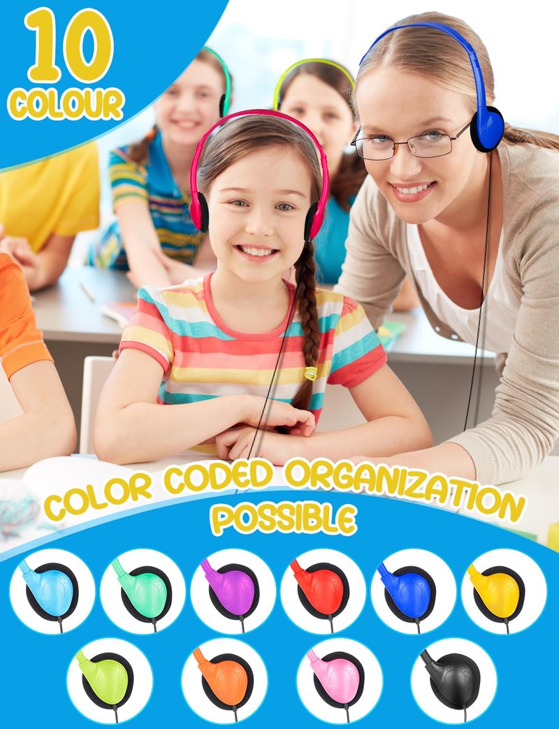 ZNXZXP 18 Pack Classroom Kids Headphones Bulk for School Students Children Teen Boys Girls, Wholesale Bulk Headphones for Classroom Earphones 3.5mm Jack Mix Colors (B)