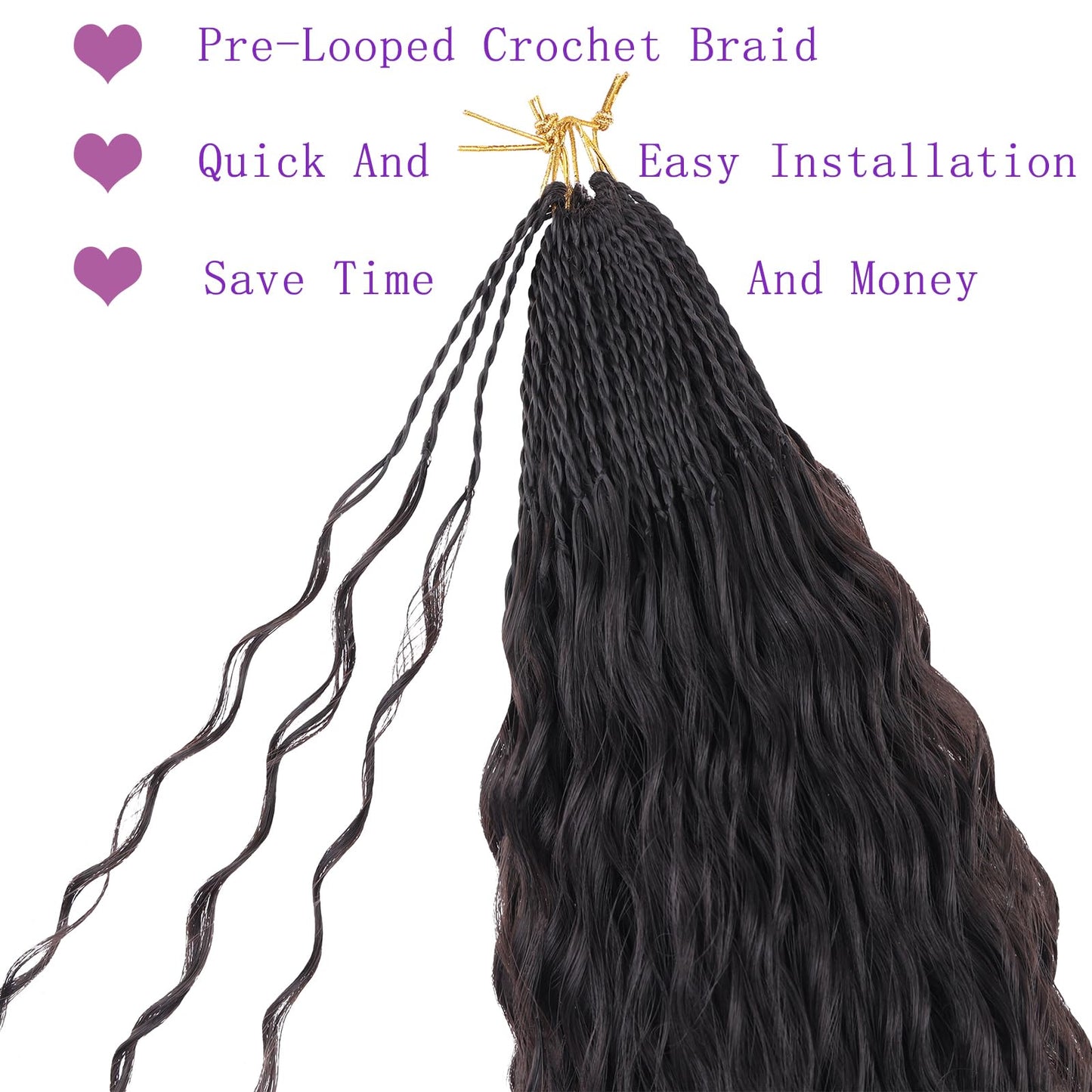 ZRQ Pre looped Micro Brazilian Braids Curly Crochet Hair 18 inch Water Wave Crochet Hair Afro Kinky Curly Crochet Hair Extensions Deep Wave Synthetic Crochet Hair For Women