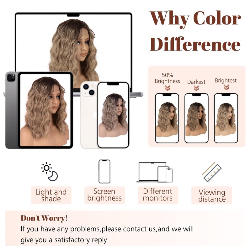 LEEONS Ombre Chestnut Brown Wavy Wig for Women - 16 inch Medium Length, Heat Resistant Synthetic Hair, Middle Part, Natural Look for Daily Use, Party & Halloween