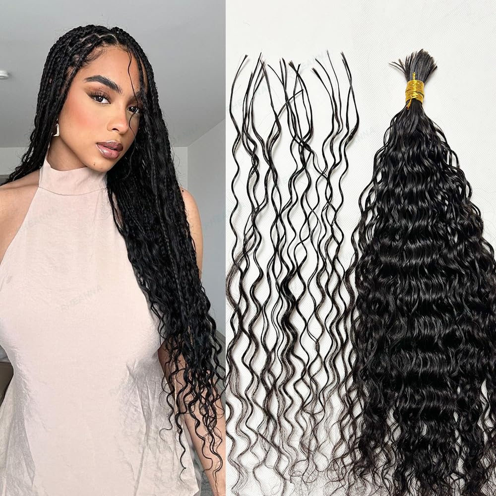 RHEANNA Pre-Divided Curly Bulk Human Hair For Boho Braids Loose Deep Wave Bulk Human Hair For Braiding Double Drawn Extensions (160 Roots)20inch/50g