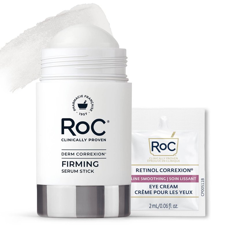 RoC Derm Correxion Retinol Firming Serum Stick with Antioxidants to Visibly Tighten and Firm Wrinkles and Laugh Lines 1.0 oz plus Retinol Eye Cream Packette