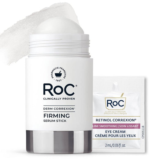 RoC Derm Correxion Retinol Firming Serum Stick with Antioxidants to Visibly Tighten and Firm Wrinkles and Laugh Lines 1.0 oz plus Retinol Eye Cream Packette