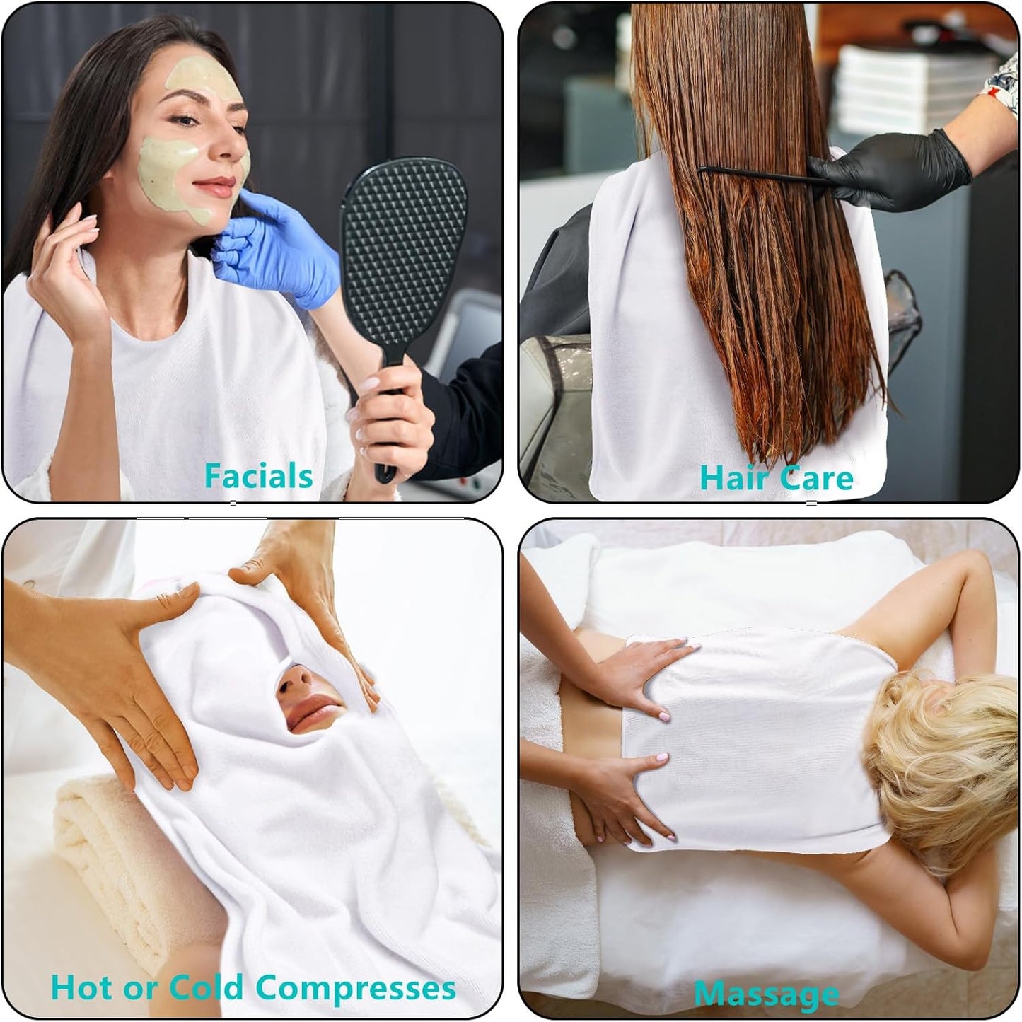 Facial Towels for Estheticians - Soft Microfiber U-Shaped Spa Towels | 6 Pack, White