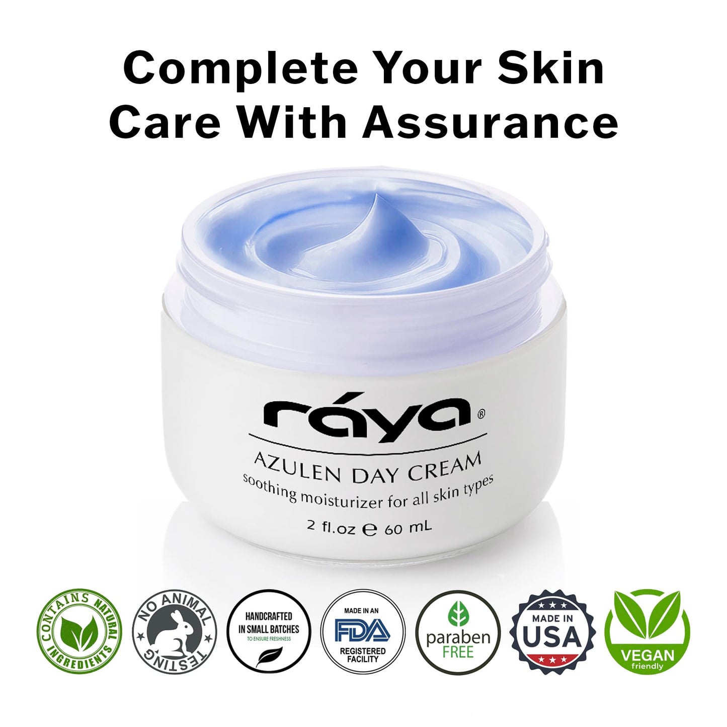 Raya Azulen Cream (301) | Moisturizing Day and Night Face Cream for Combination and Sensitive Skin | Refines, Tones, and Tightens | Made with Soothing Azulene